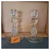 Vtg Pineapple Pattern Glass Candle Holders