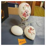 Victorian Era Hand Painted Milk Glass Easter Eggs