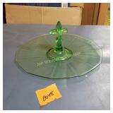 Vtg Fostoria Fairflax Green Glass Tray Featuring