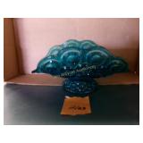 L.E. Smith Blue Glass "Banana Boat" Dish