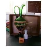 Vtg Empoli Green Glass Wine Decanter Bottle