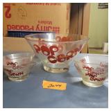 70;s Wheaton Glass Popcorn Bowls, Featuring Large