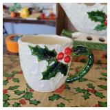 Lefton Sleigh, Candle Holders, and Cups Christmas