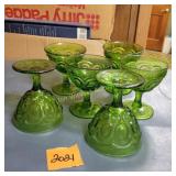 L.E.Smith Glass Co Moon/Star Green Sherberts