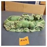 Mid Century Modern Green Deer Pottery TV Lamp