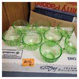 Hazel-Atlas  Uranium Green Depression Cups (8)