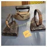 3 Vtg Sad Irons