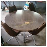 Mid Century Round Table and 4 Howell Swivel Chairs