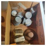 Vtg Zinc Lids and Glass Inserts
