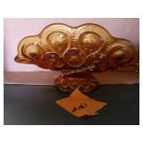 L.E. Smith Amber Glass "Banana Boat" Dish