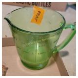 Green Glass Depression Measuring Cup