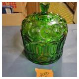 L.E. Smith Glass Co. Green Moon/Stars Lidded