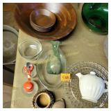 Vtg Glassware, Wood Bowls