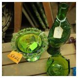 Vtg Green Glassware