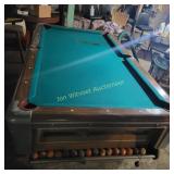 Coin Operated Pool Table, Balls, Cues, Racks,