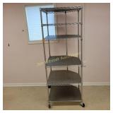 Chrome Corner Shelf Unit on Wheels