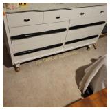 White Black Accent Dresser, Glass on top
