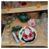 Christmas Platters, Tea Pot, Glasses