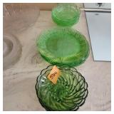 Vtg Green  Depression Glass