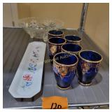 Blue Gold Trim Glasses