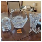Vtg Glass Basket, Bird Cage, Flower Holder