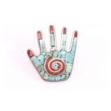 Hopi Turquoise Inlaid Pin/Pendant.