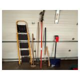 Assortment of Yard Tools & Ladder