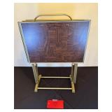 Vintage Metal TV Trays w Stand