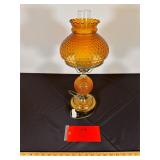 Vintage Amber Hurricane Table Lamp