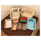 Assortment of Plastic Storage Baskets