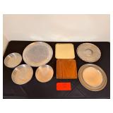 Assortment of Metal and Wooden Trays