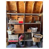 Metal Shelving Unit with Contents