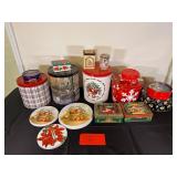 Vintage Christmas Holiday Tin Canisters