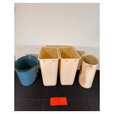 Set of Three Trashcans and a Bucket