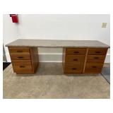 Wooden Office Desk with Dual Pedestal Design