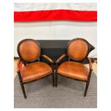 Leather Oval Back Arm Chair Set of 2