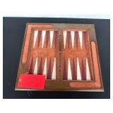 Vintage Leather & Wood Backgammon Board