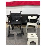 Transport Push Chair & Shower Chair w Stool