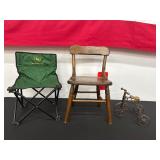 Vintage Wooden Childrenï¿½s Chair and Tricycle Decor