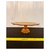 Vintage Amber 'Moon & Stars' Cake Stand