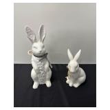 White Ceramic Rabbit Figurines, 12-15 Inches Tall