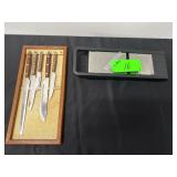 Set of Knives with Wood Handles and Metal...