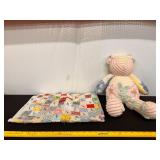 Chenille Teddy Bear with Child's Quilt