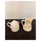 Vintage Ceramic Teapot w/ Lid & Pitcher Vase