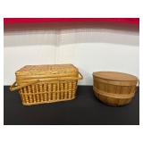 Vintage Wicker Picnic Baskets Set of Two
