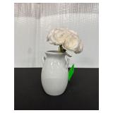 White Ceramic Vase with Fake White Flowers