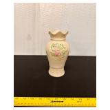 Vintage Belleek Vase Pink Floral Green Shamrocks