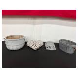 Set of Four Painted Woven Baskets in Various...