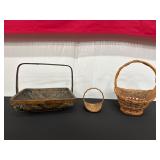 Set of Three Woven Baskets with Varied Designs