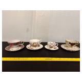 Vintage China Tea Cups & Saucers set of 4